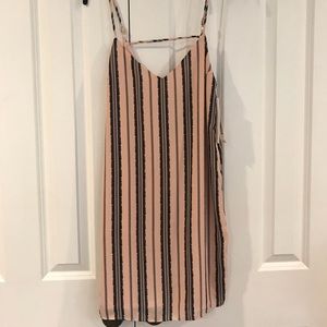 AQUA Light Pink with Black Tank Top Dress